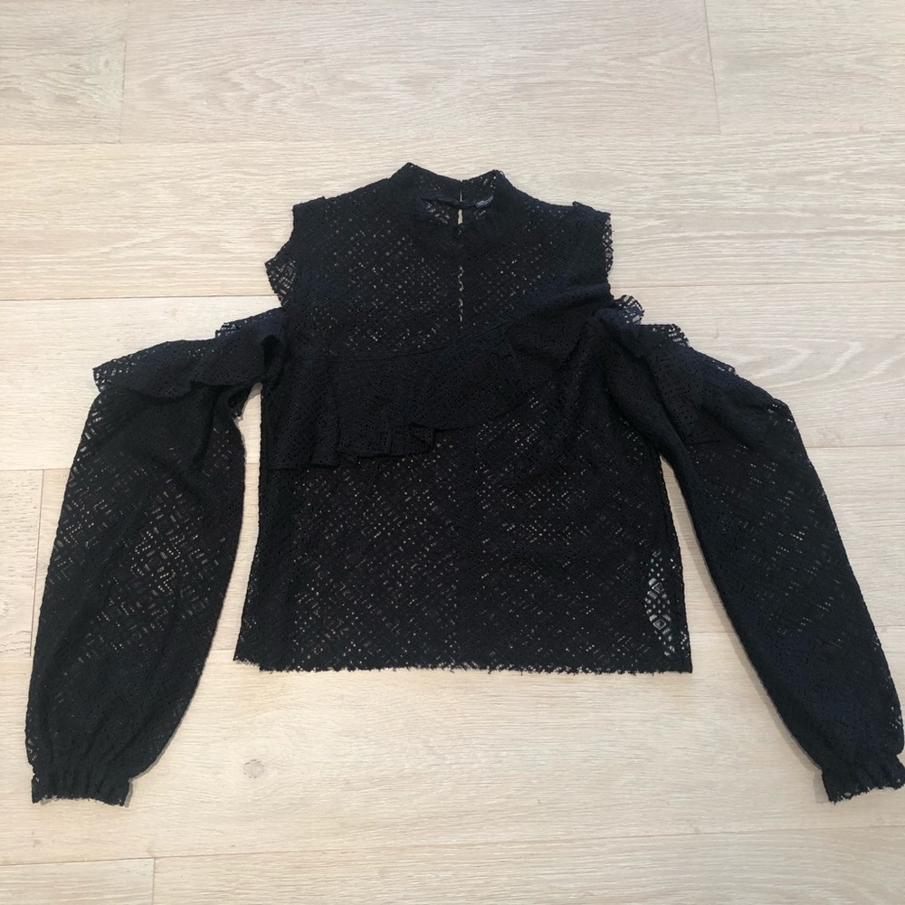 Zara black lace top with shoulder cut-outs